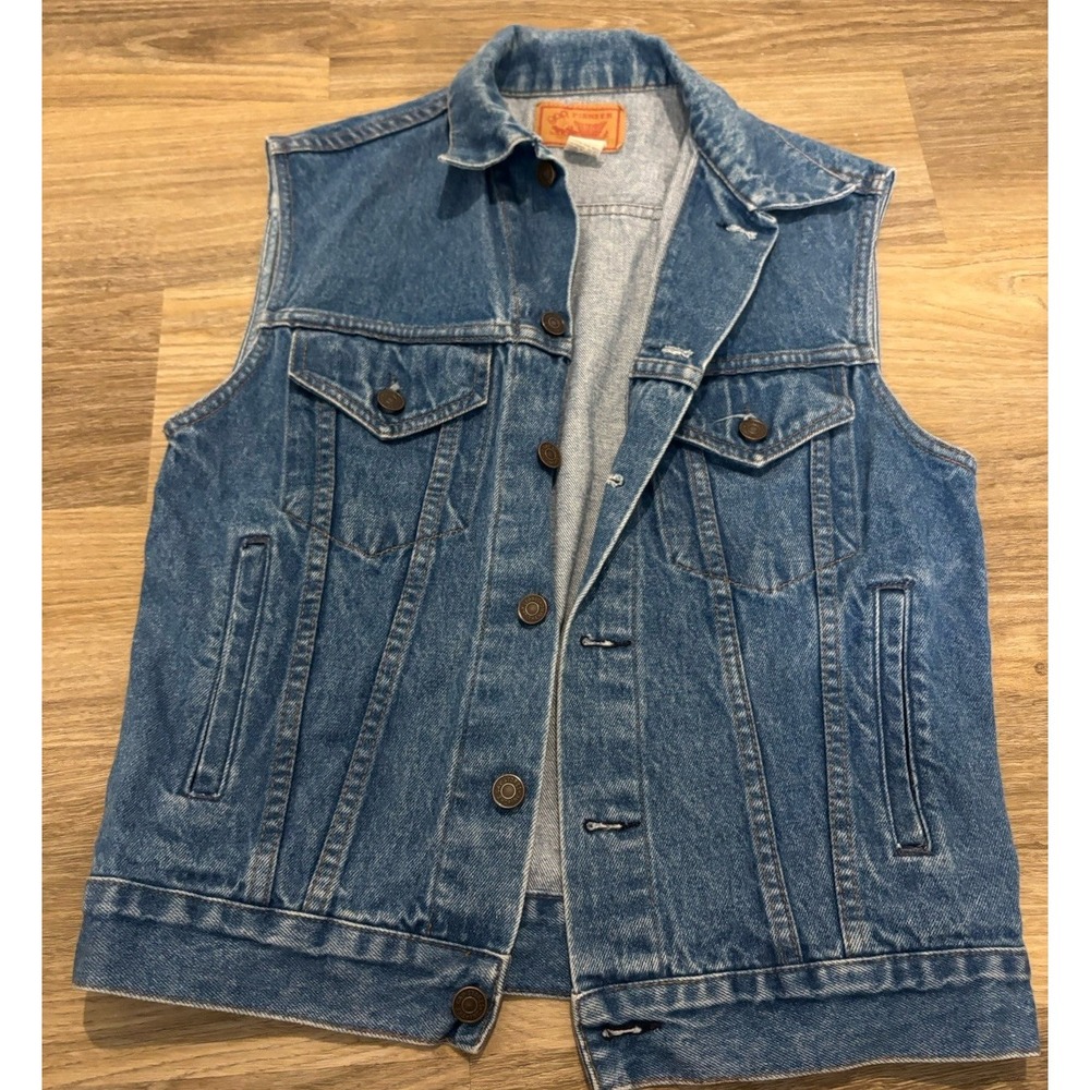 Vintage Gap Pioneer Heavy Weight Denim Vest Size 36 Blue Buttons Pocket Western